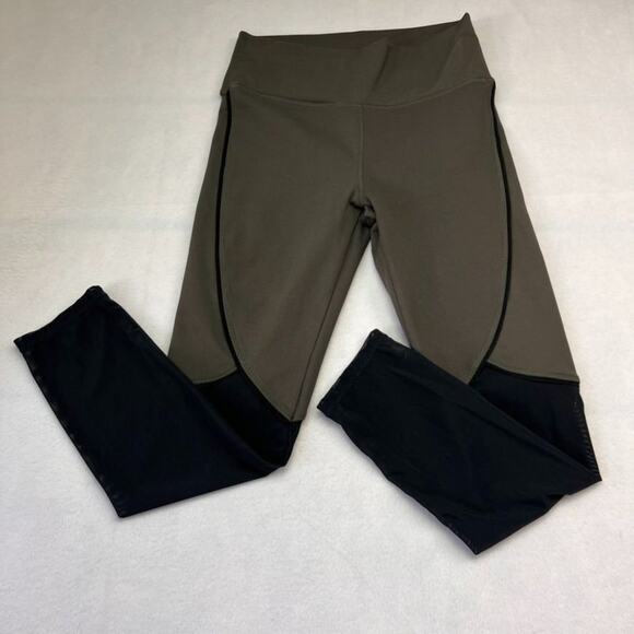 Fabletics Leggings Womens M Black Green Stretch Yoga Gym High Rise Activewear - Picture 8 of 10